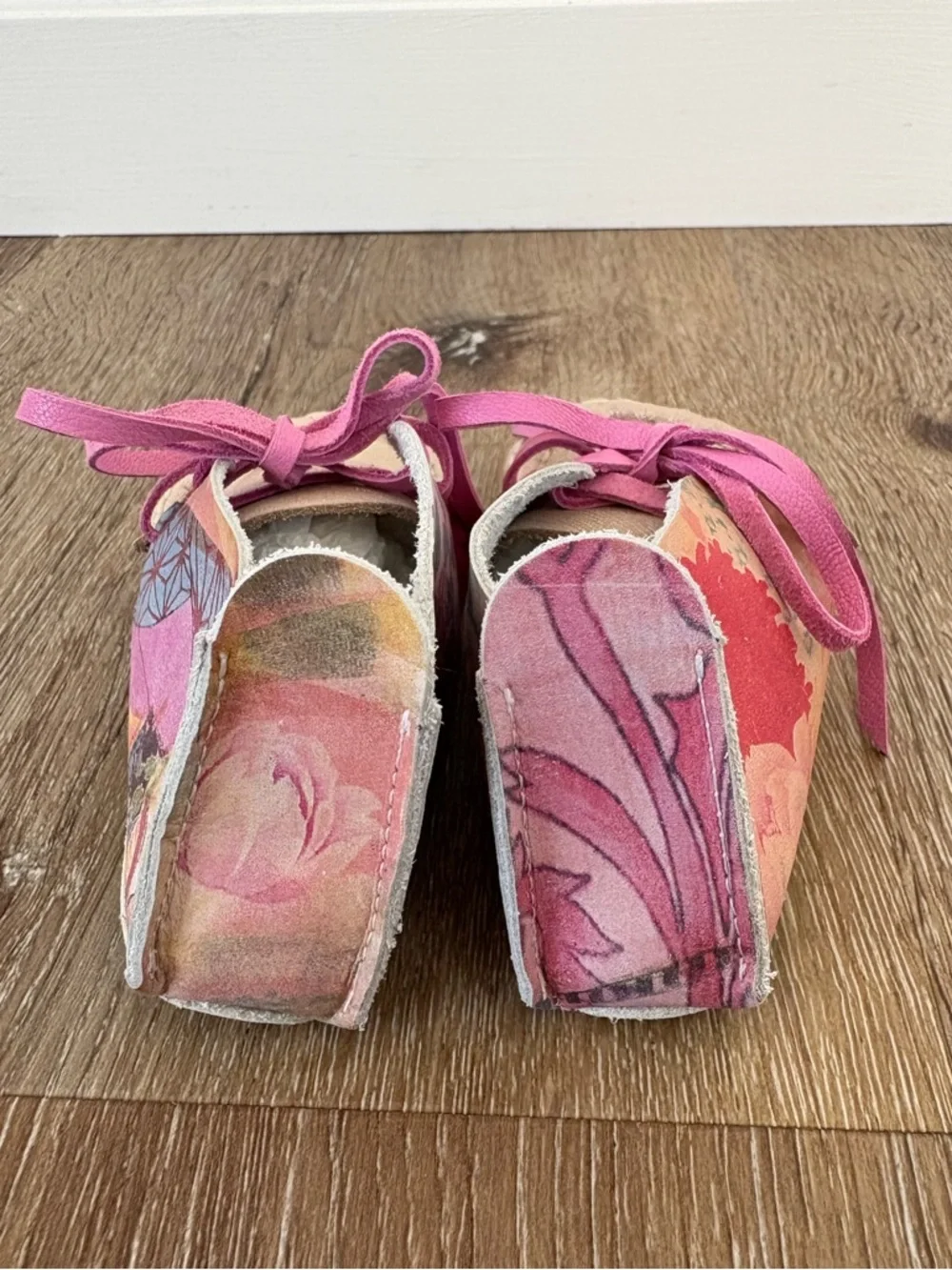NWOT Handmade Kimono Inspired Print Genuine Leather Baby Shoes Size 12 months